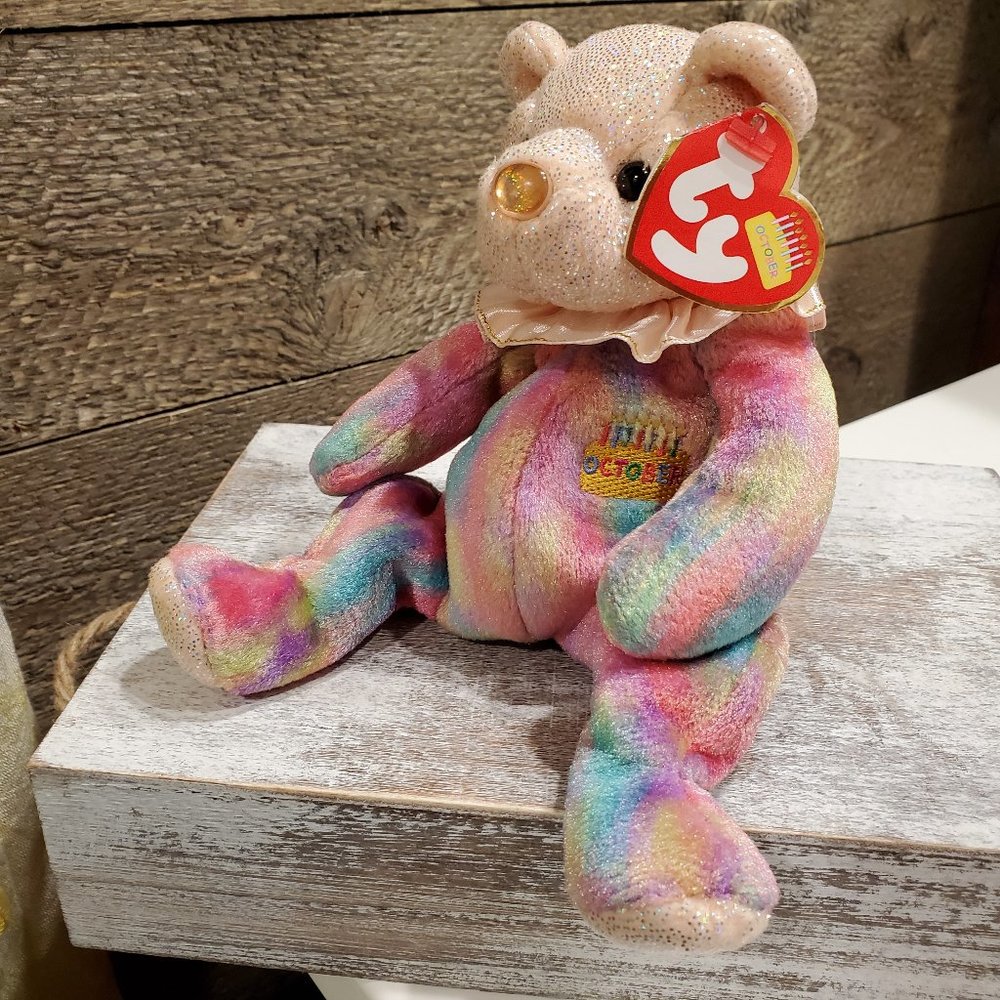TY Birthday Bear October 8" OPAL TY